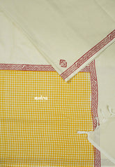 with Yellow blouse - Sowmiya - Organic Bamboo Cotton checks handblock print